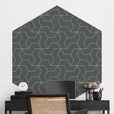 Papier peint hexagonal autocollant avec dessins - Three-Dimensional Structure Line Pattern