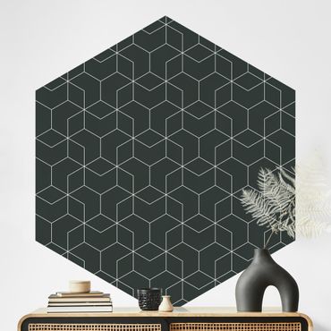 Papier peint hexagonal autocollant avec dessins - Three-Dimensional Cube Pattern