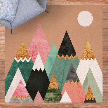 Tapis en liège - Triangular Mountains With Gold Tips - Carré 1:1
