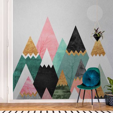 Metallic wallpaper - Triangular Mountains With Gold Tips