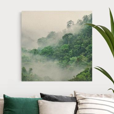 Tableau sur toile naturel - Jungle In The Fog - Carré 1:1