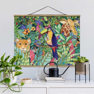 Tableau en tissu avec porte-affiche - Jungle - Format paysage 4:3