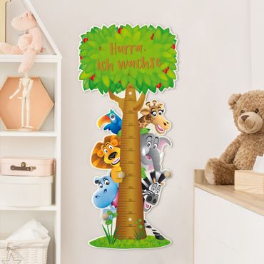 Toise murale enfant en bois avec crochets - No.BF1 Jungle Animals