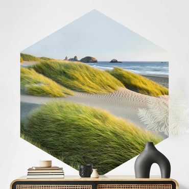 Papier peint hexagonal autocollant avec dessins - Dunes And Grasses At The Sea