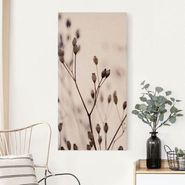 Tableau sur toile naturel - Dark Buds On Wild Flower Twig - Format portrait 1:2
