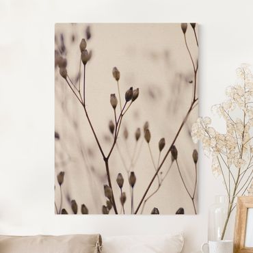 Tableau sur toile naturel - Dark Buds On Wild Flower Twig - Format portrait 3:4