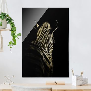 Tableau en verre - Dark Zebra Silhouette