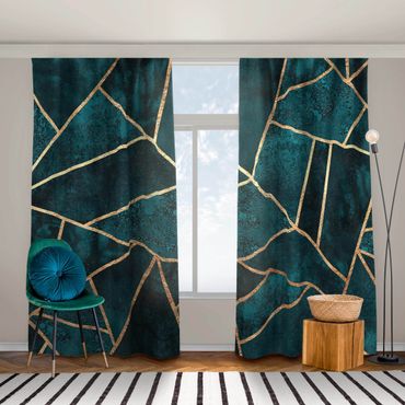 rideau - Dark Turquoise With Gold