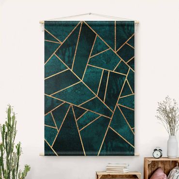 Tenture murale - Dark Turquoise With Gold