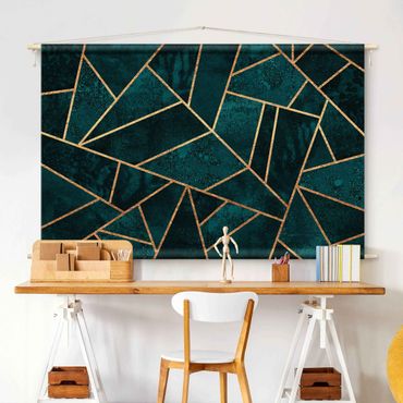 Tenture murale - Dark Turquoise With Gold