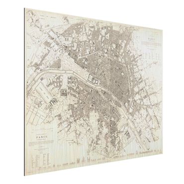 Impression sur aluminium - Vintage Map Paris