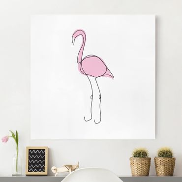 Tableau sur toile - Flamingo Line Art