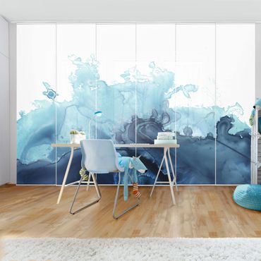 Set de panneaux coulissants - Wave Watercolour Blue l