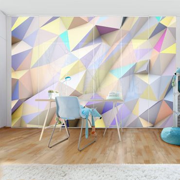 Set de panneaux coulissants - Geometric Pastel Triangles In 3D
