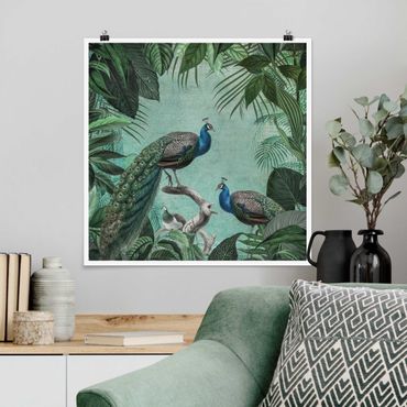 Poster - Shabby Chic Collage - Noble Peacock
