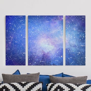 Impression sur toile 3 parties - Stelar Constellation Star Chart