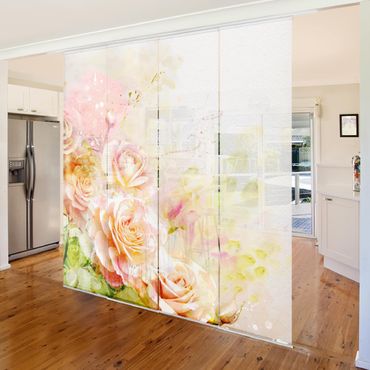 Set de panneaux coulissants - Watercolour Rose Composition