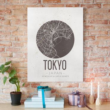 Impression sur toile - Tokyo City Map - Retro