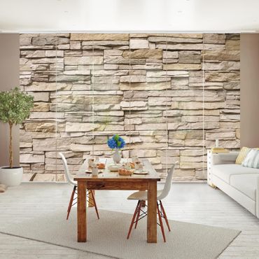 Set de panneaux coulissants - Asian Stonewall - Stone Wall From Large Light Coloured Stones