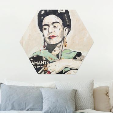 Hexagone en alu Dibond - Frida Kahlo - Collage No.4