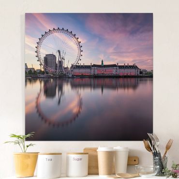 Impression sur toile - London Eye at Dawn