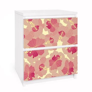 Papier adhésif pour meuble IKEA - Malm commode 2x tiroirs - Yellow Hibiscus Flower pattern