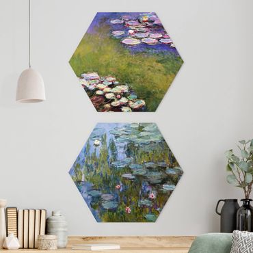Hexagone en alu Dibond - Claude Monet - Water Lilies Set