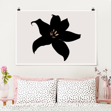Poster - Graphical Plant World - Orchid Black And Gold