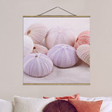 Tableau en tissu avec porte-affiche - Sea Urchin In Pastel