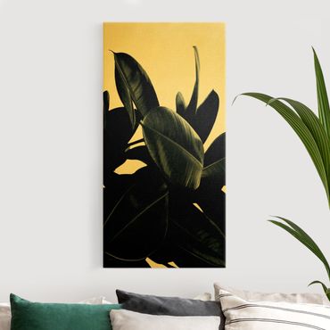 Tableau sur toile or - Rubber Tree Dark Green