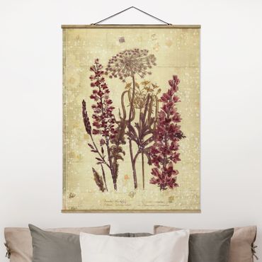 Tableau en tissu avec porte-affiche - Vintage Linen Look Flowers
