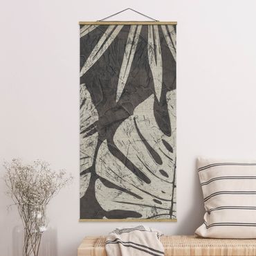 Tableau en tissu avec porte-affiche - Palm Leaves Dark Grey Backdrop