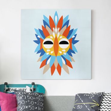 Impression sur toile - Collage Ethnic Mask - Parrot