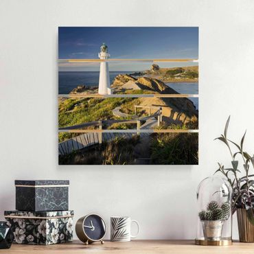 Impression sur bois - Castle Point Lighthouse New Zealand