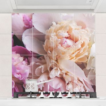 Sticker pour carrelage avec image - Blooming Peonies