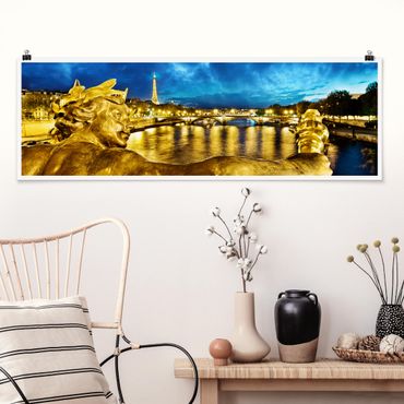 Poster panoramique architecture & skyline - Golden Paris