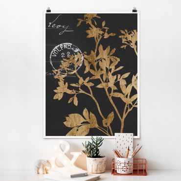 Poster fleurs - Golden Leaves On Mocha II