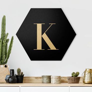 Hexagone en alu Dibond - Letter Serif Black K