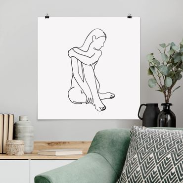 Poster - Line Art Woman Nude Black And White