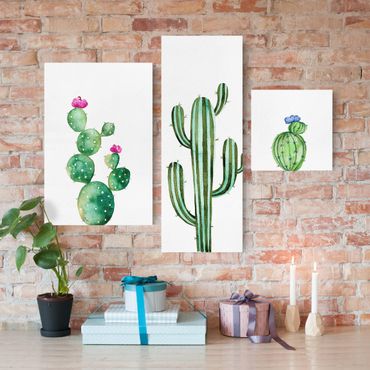 Impression sur toile - Watercolour Cactus Set