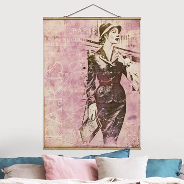 Tableau en tissu avec porte-affiche - Vintage Collage - Parisienne