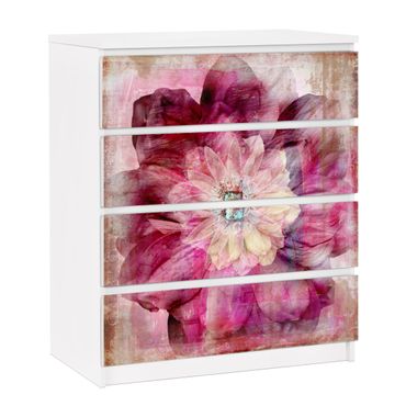 Papier adhésif pour meuble IKEA - Malm commode 4x tiroirs - Grunge Flower
