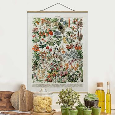 Tableau en tissu avec porte-affiche - Vintage Board Flowers III