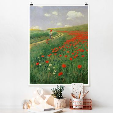 Poster fleurs - Pál Szinyei-Merse - Summer Landscape With A Blossoming Poppy
