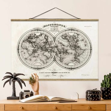 Tableau en tissu avec porte-affiche - World Map - French Map Of The Cap Region Of 1848
