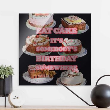 Tableau en verre - Eat Cake It's Birthday - Carré