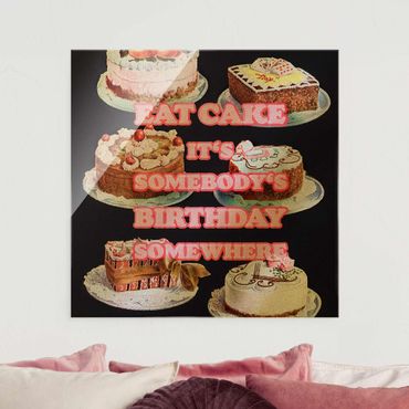 Tableau en verre - Eat Cake It's Birthday - Carré