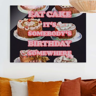 Tableau en verre - Eat Cake It's Birthday - Format paysage