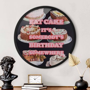 Tableau rond encadré - Eat Cake It's Birthday