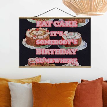 Tableau en tissu avec porte-affiche - Eat Cake It's Birthday